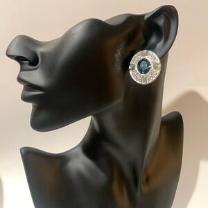 Napier vintage white gold, diamond and sapphire costume jewelry earrings.